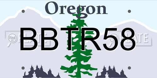 BBTR58 Oregon License Plate