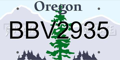 BBV2935 Oregon License Plate