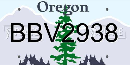 BBV2938 Oregon License Plate