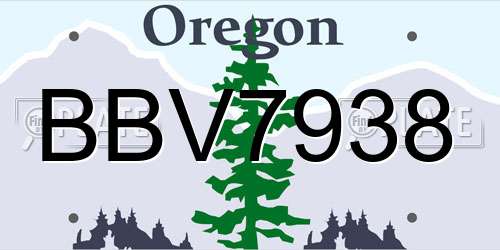 BBV7938 Oregon License Plate