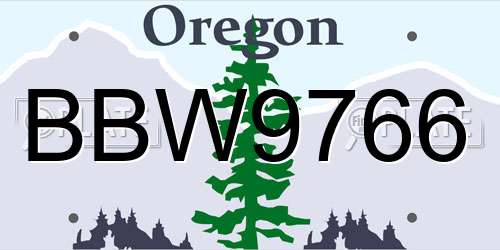 BBW9766 Oregon License Plate