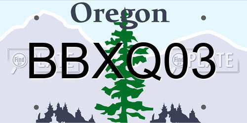 BBXQ03 Oregon License Plate
