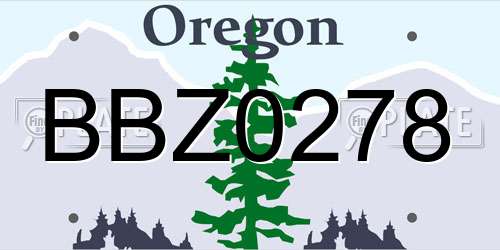 BBZ0278 Oregon License Plate