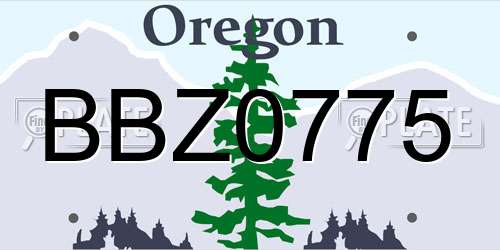BBZ0775 Oregon License Plate