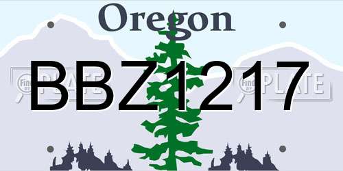 BBZ1217 Oregon License Plate
