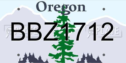 BBZ1712 Oregon License Plate