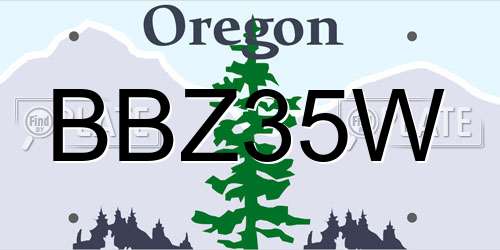 BBZ35W Oregon License Plate