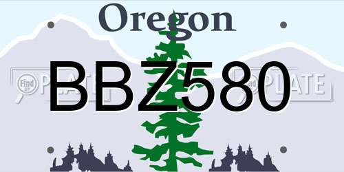 BBZ580 Oregon License Plate
