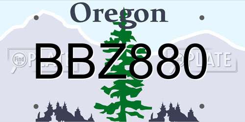 BBZ880 Oregon License Plate