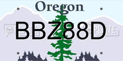 BBZ88D Oregon License Plate