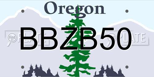 BBZB50 Oregon License Plate