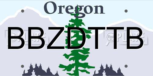 BBZDTTB Oregon License Plate