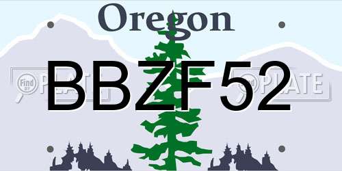 BBZF52 Oregon License Plate