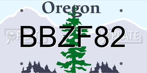BBZF82 Oregon License Plate