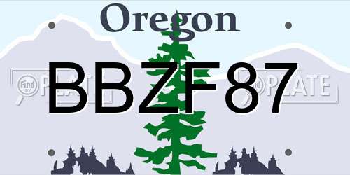 BBZF87 Oregon License Plate