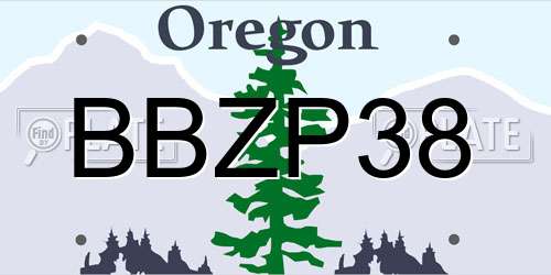BBZP38 Oregon License Plate