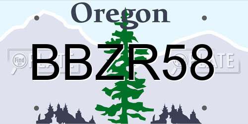 BBZR58 Oregon License Plate