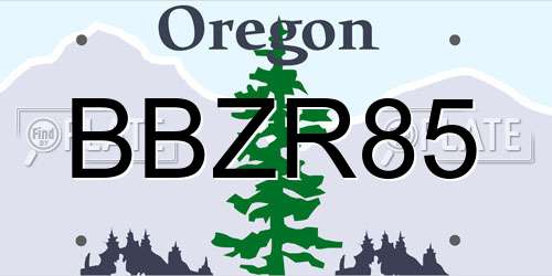 BBZR85 Oregon License Plate