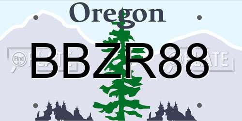 BBZR88 Oregon License Plate
