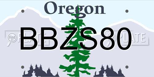 BBZS80 Oregon License Plate