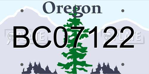 BC07122 Oregon License Plate