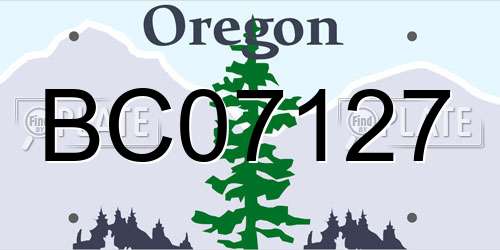 BC07127 Oregon License Plate