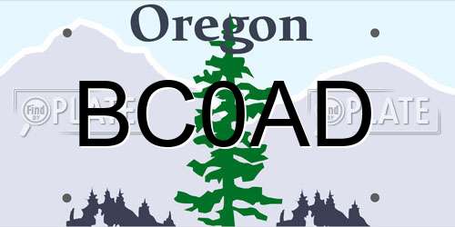 BC0AD Oregon License Plate