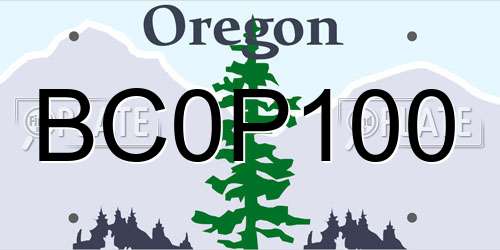 BC0P100 Oregon License Plate