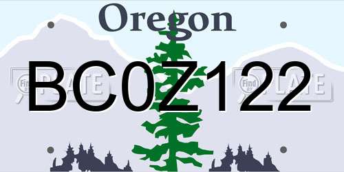BC0Z122 Oregon License Plate