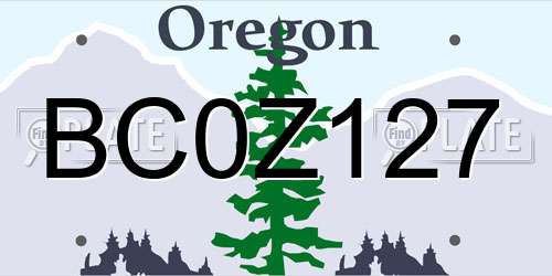 BC0Z127 Oregon License Plate