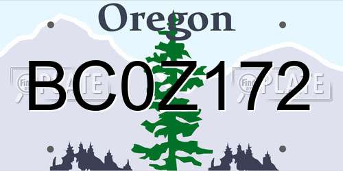 BC0Z172 Oregon License Plate
