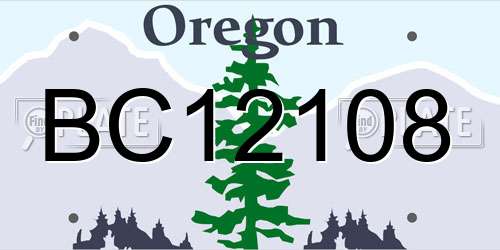 BC12108 Oregon License Plate