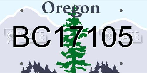 BC17105 Oregon License Plate