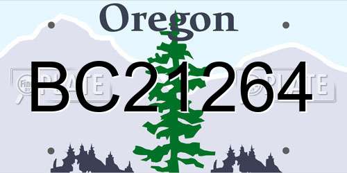 BC21264 Oregon License Plate