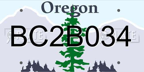BC2B034 Oregon License Plate