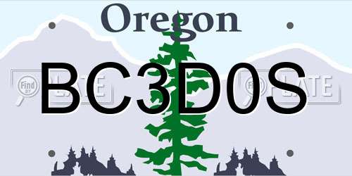 BC3D0S Oregon License Plate