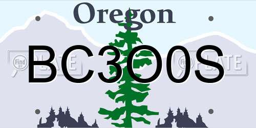 BC3O0S Oregon License Plate
