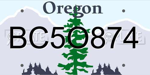 BC5O874 Oregon License Plate