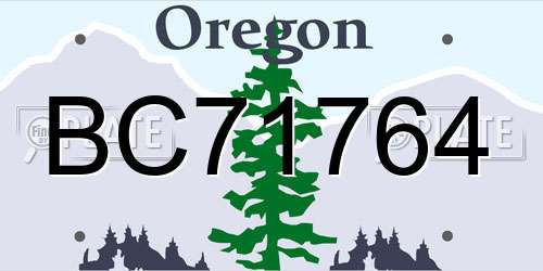 BC71764 Oregon License Plate