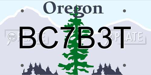 BC7B3T Oregon License Plate