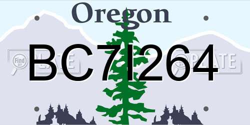 BC7I264 Oregon License Plate