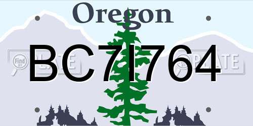 BC7I764 Oregon License Plate