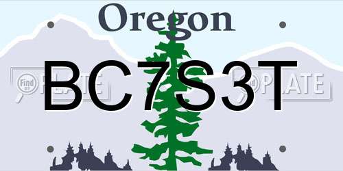 BC7S3T Oregon License Plate