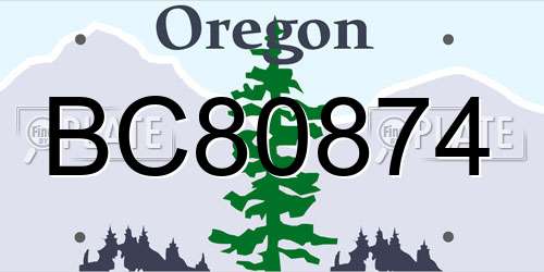 BC80874 Oregon License Plate