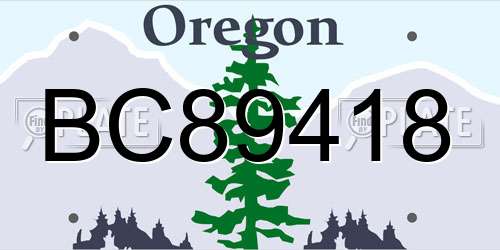 BC89418 Oregon License Plate