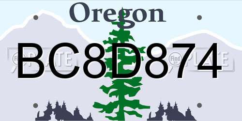 BC8D874 Oregon License Plate