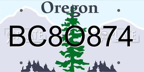 BC8O874 Oregon License Plate