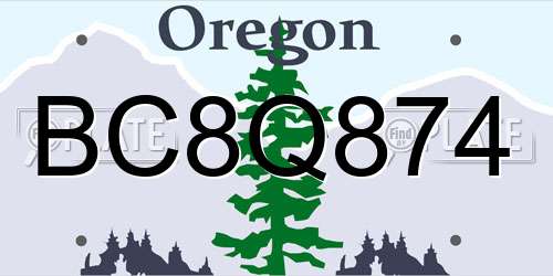 BC8Q874 Oregon License Plate