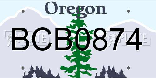 BCB0874 Oregon License Plate