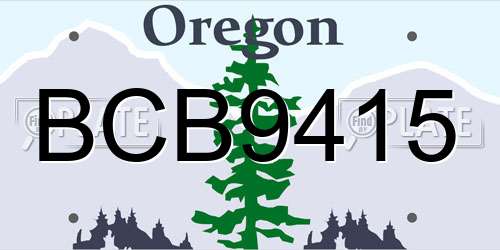 BCB9415 Oregon License Plate